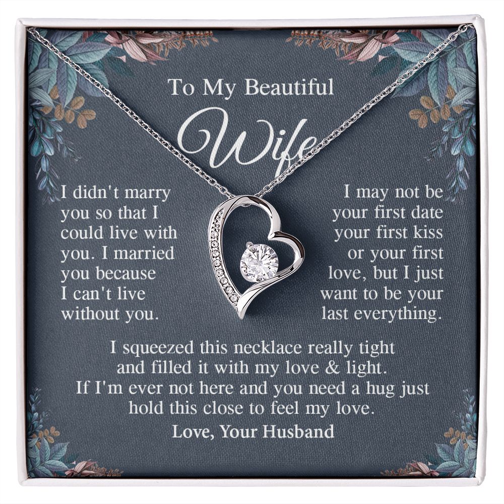 Wife Necklace Gift From Husband, Anniversary Romantic Gifts for Wife from Husband, Wife Anniversary Gifts Message Card and Necklace Gifts Box Gift Box Styles on Birthday, Wedding, Anniversary, Valentine Forever Love