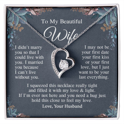 Wife Necklace Gift From Husband, Anniversary Romantic Gifts for Wife from Husband, Wife Anniversary Gifts Message Card and Necklace Gifts Box Gift Box Styles on Birthday, Wedding, Anniversary, Valentine Forever Love