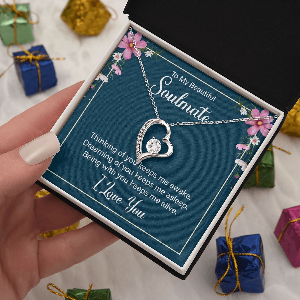 To My Beautiful Soulmate Necklace for her Jewelry For Her Couples Gifts Necklaces For Soul Mate Christmas Jewelry, Love Knot Meaningful Necklace Message Card and Gift Box Styles on Birthday, Christmas, Anniversary  Forever Love