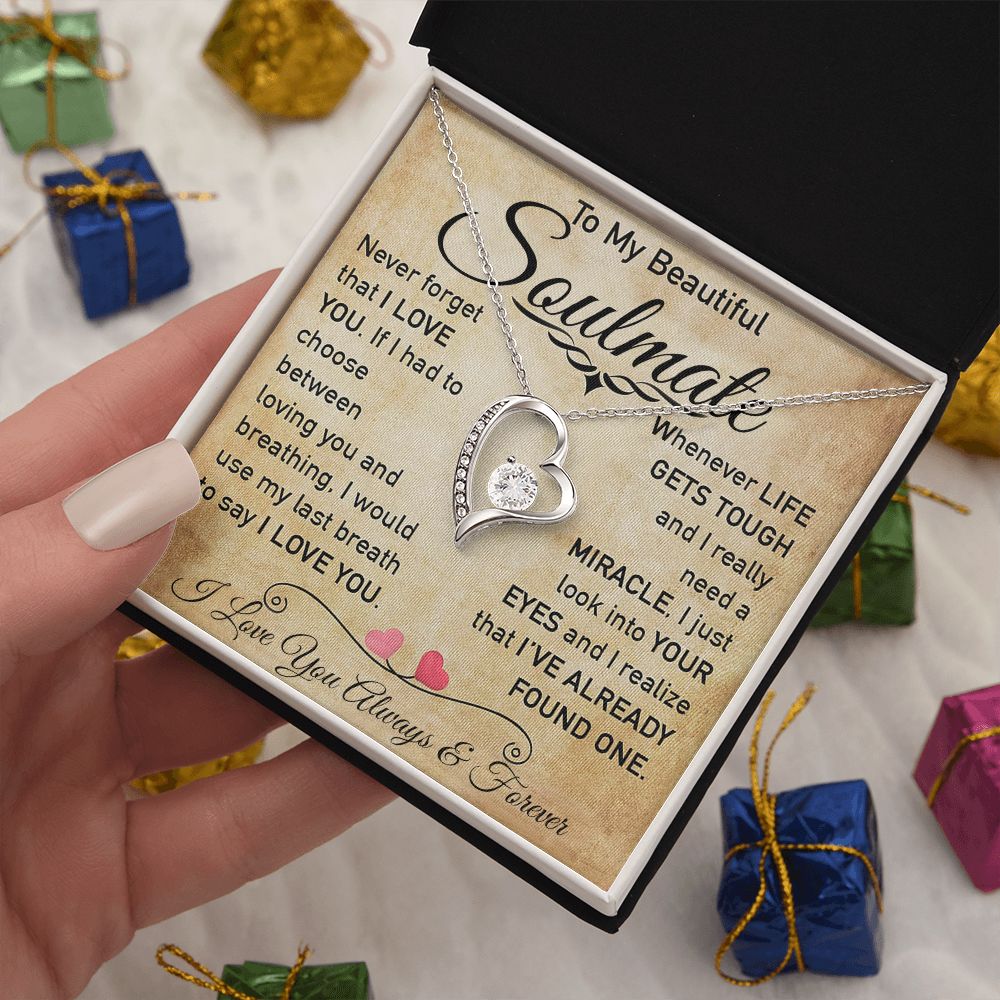 My Beautiful Soulmate Necklace Future Wife Gifts, Promise Necklace For Her, Fiance Gifts For Her, Valentine Gifts For Soulmate From Husband With Message Card Box LED, Soulmate Necklace For Women, To My Wife Necklace Forever Love