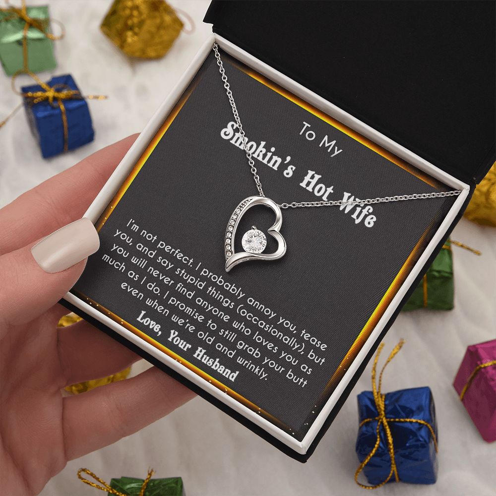 to My Smokin Hot Wife Necklace Future Wife Gifts, Promise Necklace For Her, Fiance Gifts For Her, Valentine Birthday Gifts For Future Wife With Message Card Box LED, Soulmate Necklace For Women, To My Wife Necklace Forever Love