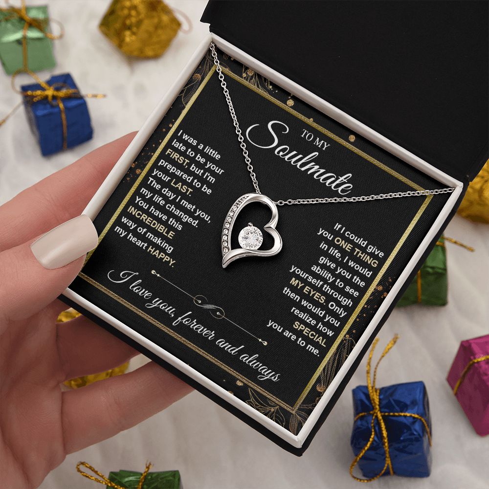 To My Soulmate Necklace gift Women, Necklaces For Wife from Husband, Soulmate Jewelry to My Future Wife Necklace and Necklace For Girlfriend with Message Card and Necklace Gift Box Gift Box Styles on Birthday, Christmas, Wedding, Anniversary Forever Love