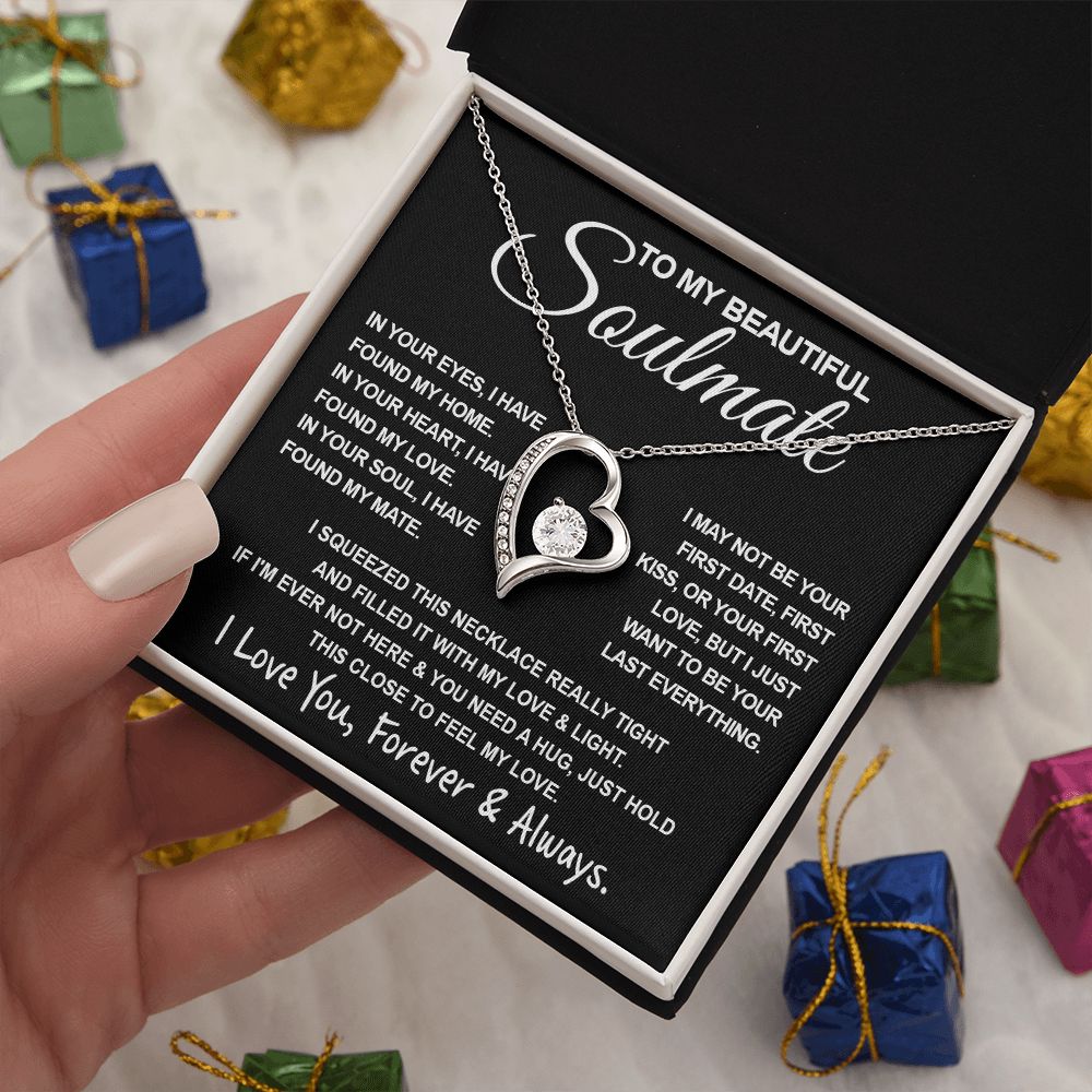 To My Beautiful Soulmate Necklace, Soulmate Jewelry For Women, Wife Necklace From Husband, Wife Valentine Gifts Necklace For Wife, Soulmate Gifts For Her, To My Future Wife Necklace Soulmate Forever Love