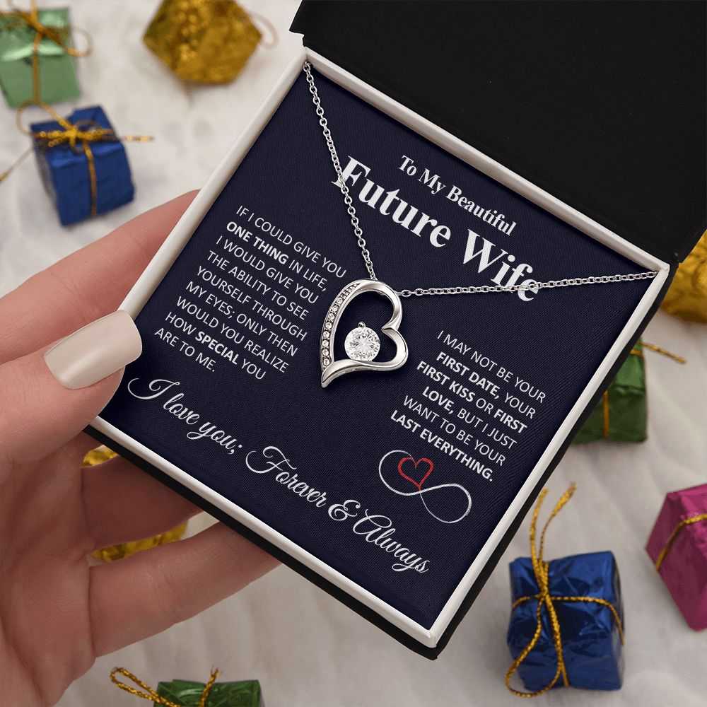 Future Wife Necklace My Last Everything, Promise Necklace For Her, Fiance Gifts For Her, Birthday Gifts For Future Wife With Message Card Box LED, Soulmate Necklace For Women, To My Wife Necklace Forever Love