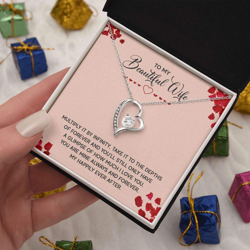 Couples Gifts, To My Beautiful Wife Necklace Gifts From Husband, Wedding Anniversary Jewelry For Wife From Husband, Wife Birthday From Husband, To My Soulmate Message Card and Gift Box styles On Birthday, Christmas, Anniversary  Forever Love