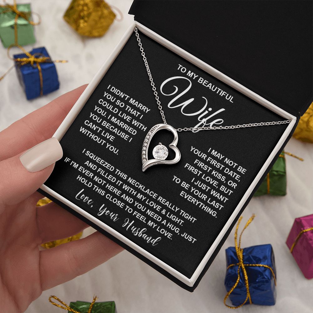 Wife Necklace Gifts From Husband, For Wife From Husband, Wife Birthday Gifts From Husband, Necklaces For Wife From Husband To My Wife Necklace Message Card and Necklace Gift Box Gift Box Styles on Birthday, Wedding, Anniversary, Valentine Forever Love