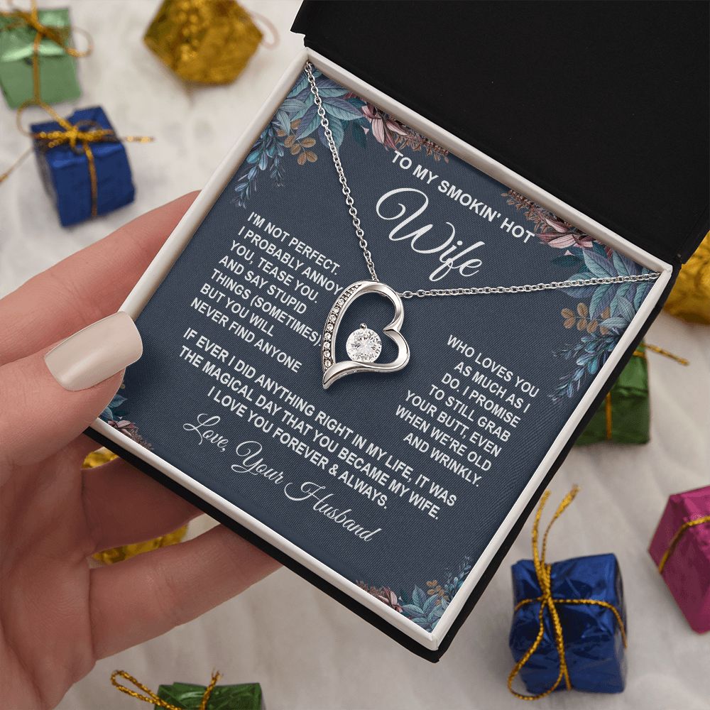 Wife Necklace Gifts from Husband, Anniversary Gifts for Wife from Husband, Wife Valentine Gifts from Husband, To My Wife Necklace Message Card and Necklace Gifts Box Gift Box Styles on Birthday, Wedding, Anniversary, Valentine Forever Love