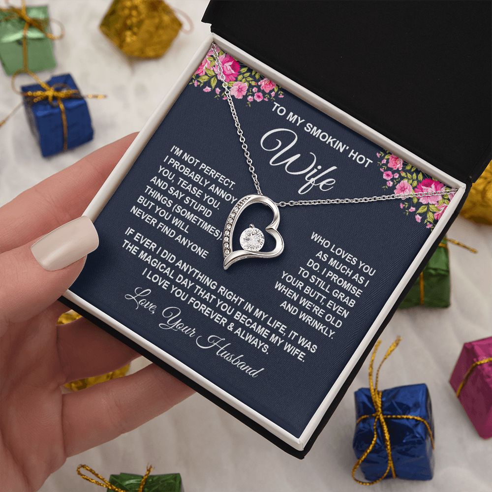 Wife Necklace Gifts from Husband, Wedding Anniversary Gifts for Wife from Husband, Wife Birthday Gifts from Husband, To My Wife Necklace Message Card and Necklace Gifts Box Gift Box Styles on Birthday, Wedding, Anniversary, Valentine Forever Love