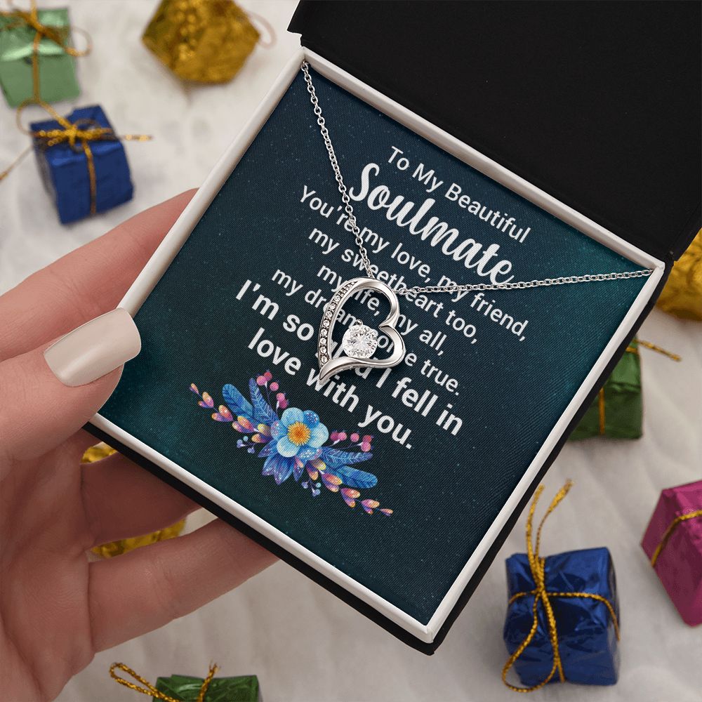 Couples Gifts, Beautiful Soulmate Necklace Gifts From Husband, Wedding Anniversary Jewelry For Wife From Husband, Wife Birthday From Husband, To My Unbiological Sister Message Card and Gift Box styles On Birthday, Christmas, Anniversary  Forever Love