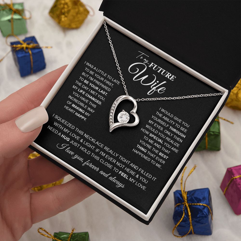 to My Future Wife Necklace Future Wife Gifts, Promise Necklace For Her, Fiance Gifts For Her, Wedding Valentine Gifts For Future Wife With Message Card Box LED, Soulmate Necklace For Women, To My Wife Necklace Forever Love