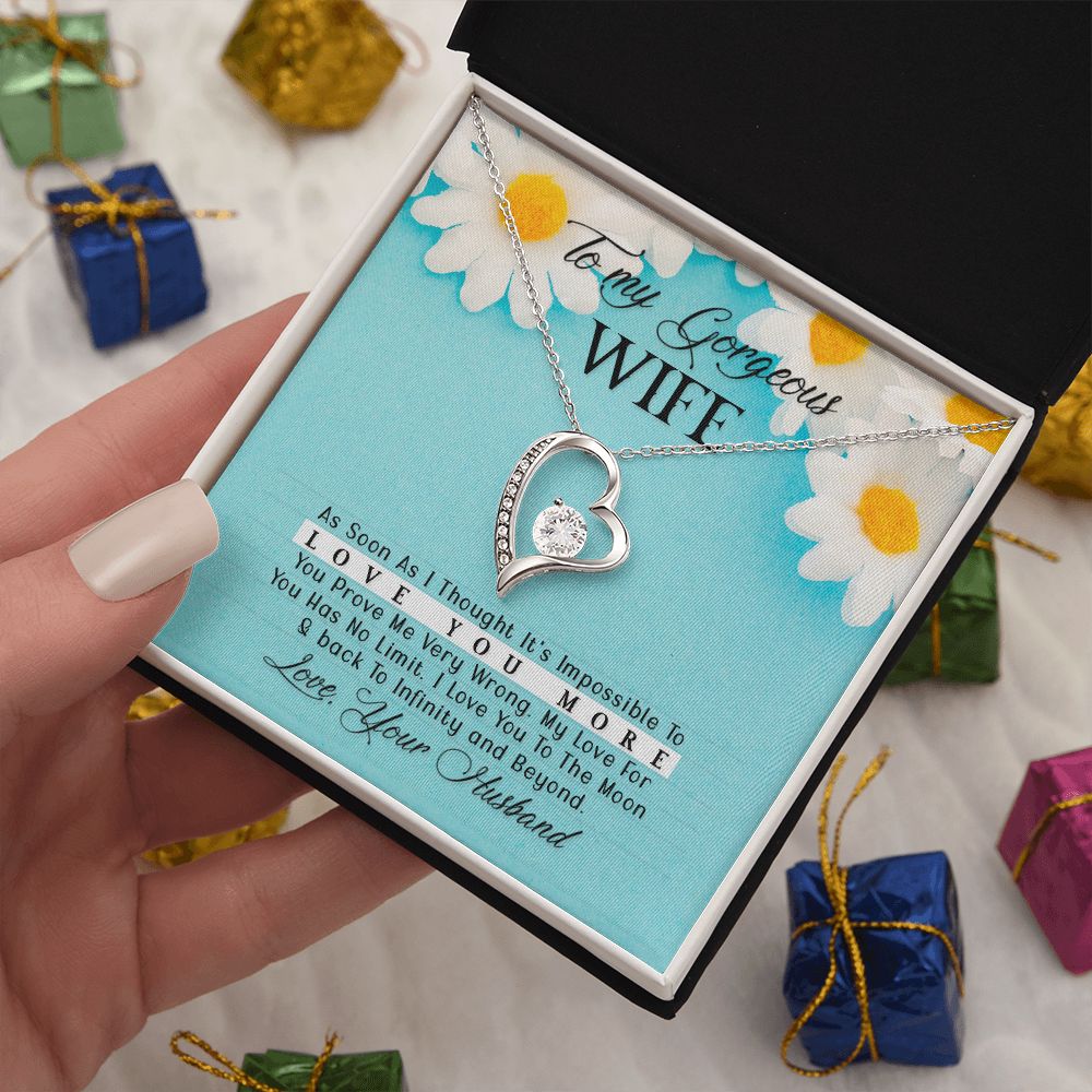 To My Gorgeous Wife Every Passing Second Gift Wife From Husband, Jewelry For Women, Jewelry For Wife, Love Knot Meaningful Necklace Message Card and Gift Box Styles on Birthday, Christmas, Anniversary Forever Love