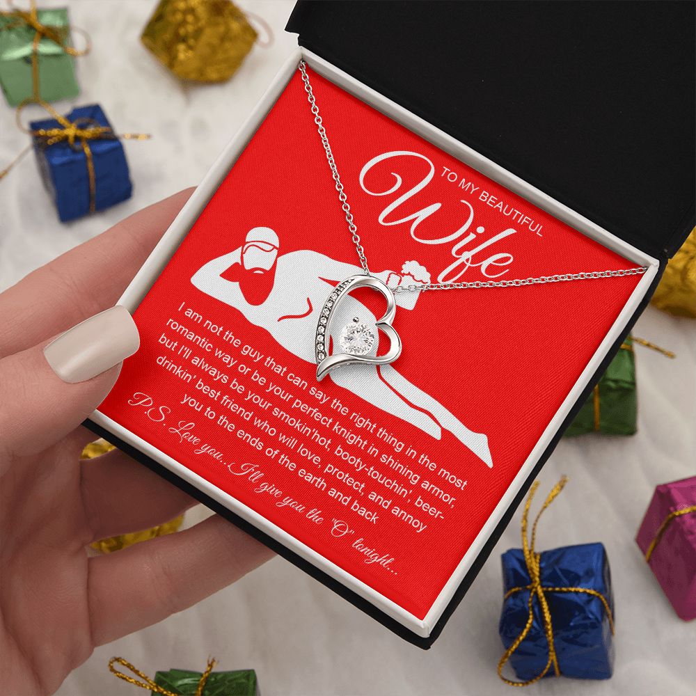 To My Beautiful Wife Necklace For Women, Funny Gifts For Girlfriend,Valentine Presents For Girlfriend, Best Birthday Meaningful Gift Ideas For Wife, Women Romantic Jewelry For Her Anniversary Message Card and Gift Box Styles Forever Love