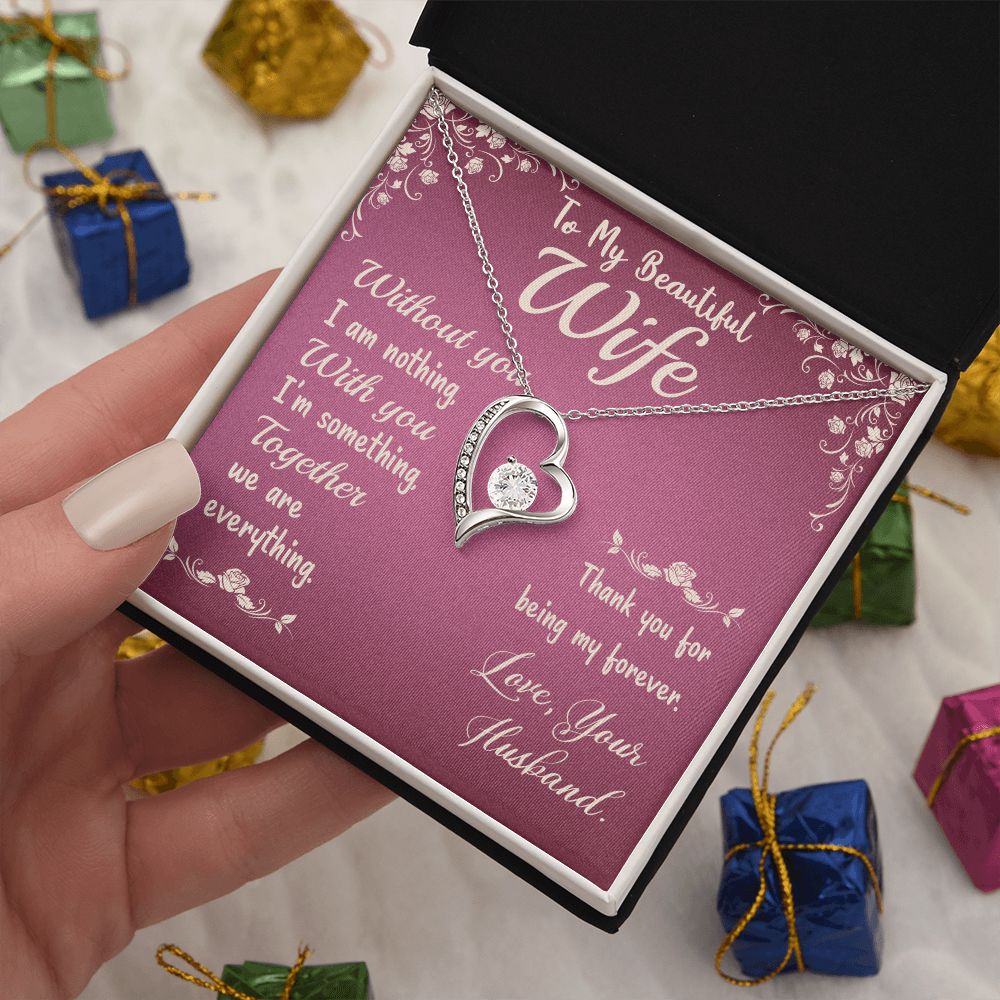 Couples Gifts,To My Wife Girlfriend Necklace Gifts From Husband, Wedding Anniversary Jewelry For Wife From Husband, Wife Birthday From Husband, To My Beautiful Wife Girlfriend Message Card and Gift Box styles On Birthday, Christmas, Anniversary  Forever L
