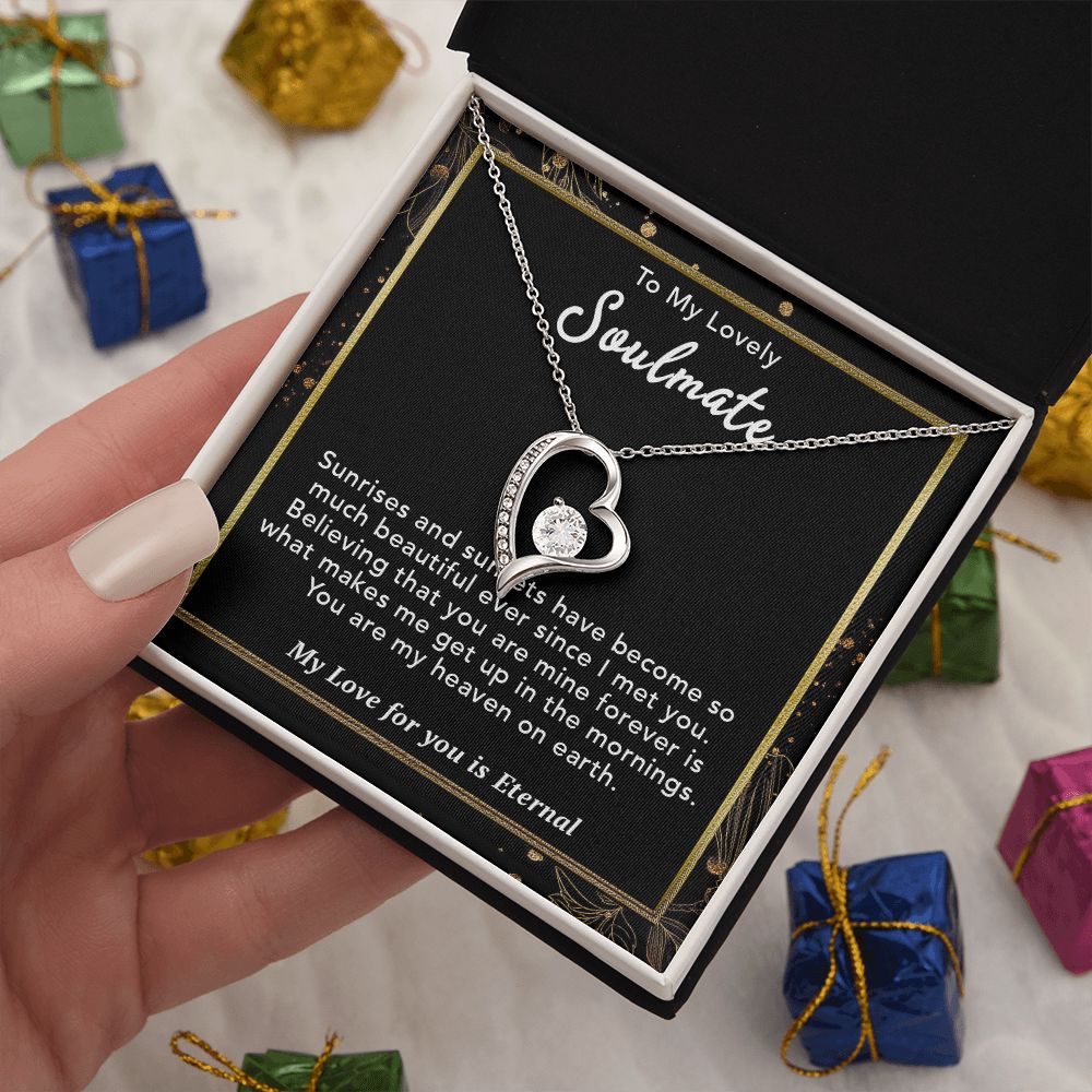 To My Lovely Soulmate Necklace Gift From Husband To My Badass Wife Pendant Jewelry with Message Card and Gift Box. Gift for Wife. Necklace Gift Set for Wife Necklace Gifts Box Gift Box Styles Forever Love