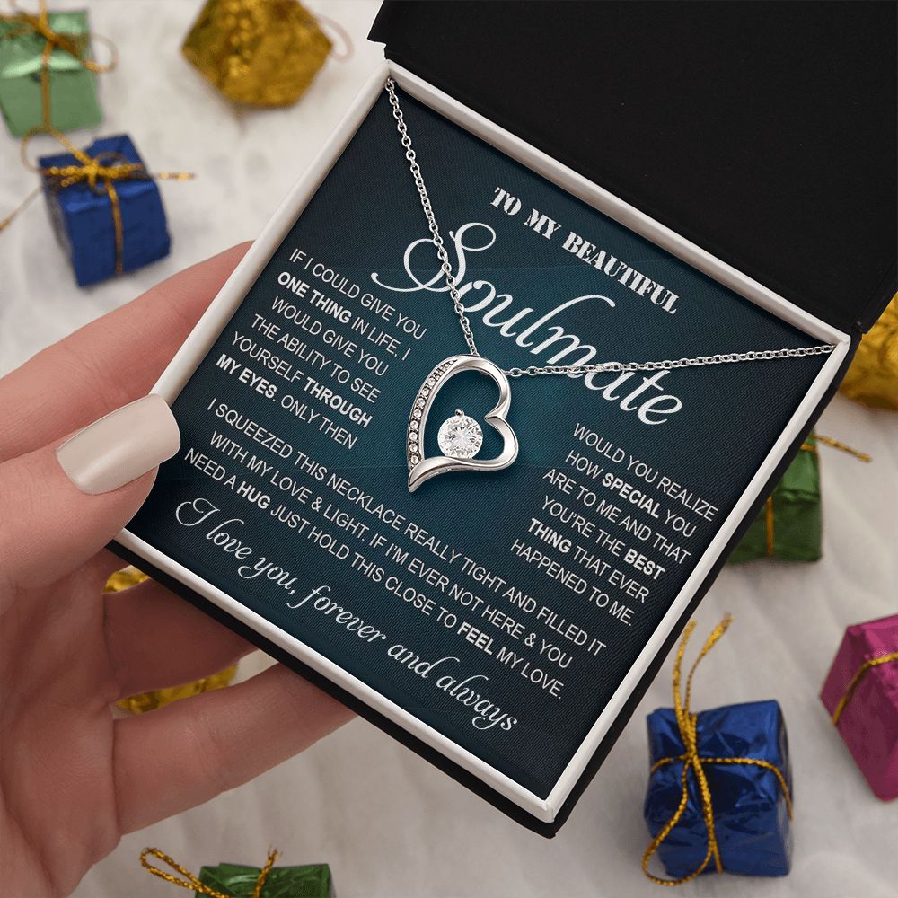 Personalized Valentine Gift For Wife, To My Soulmate Necklace For Women, Soulmate Necklace, To My Wife Necklace From Husband, Necklace Custom Name Message Card and Gift Box Styles on Birthday, Christmas, Wedding, Anniversary Forever Love