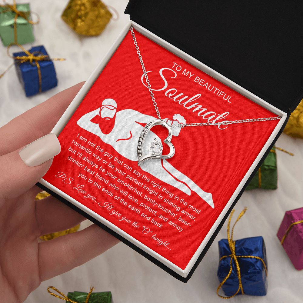 To My Beautiful Soulmate Necklace For Women, Funny Gifts For Girlfriend,Valentine Presents For Girlfriend, Best Birthday Meaningful Gift Ideas For Wife, Women Romantic Jewelry For Her Anniversary Message Card and Gift Box Styles Forever Love