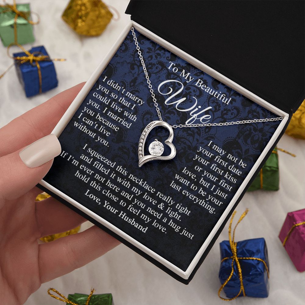 Wife Necklace Gift From Husband, Anniversary Romantic Gifts for Wife from Husband, Wife Valentine Gifts Message Card and Necklace Gifts Box Gift Box Styles on Birthday, Wedding, Anniversary, Valentine Forever Love
