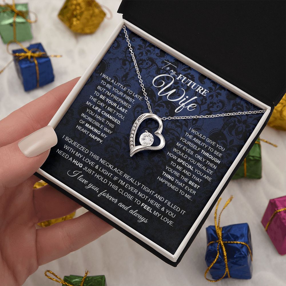 to My Future Wife Necklace Future Wife Gifts, Promise Necklace For Her, Fiance Gifts For Her, Wedding Anniversary Gifts For Future Wife With Message Card Box LED, Soulmate Necklace For Women, To My Wife Necklace Forever Love