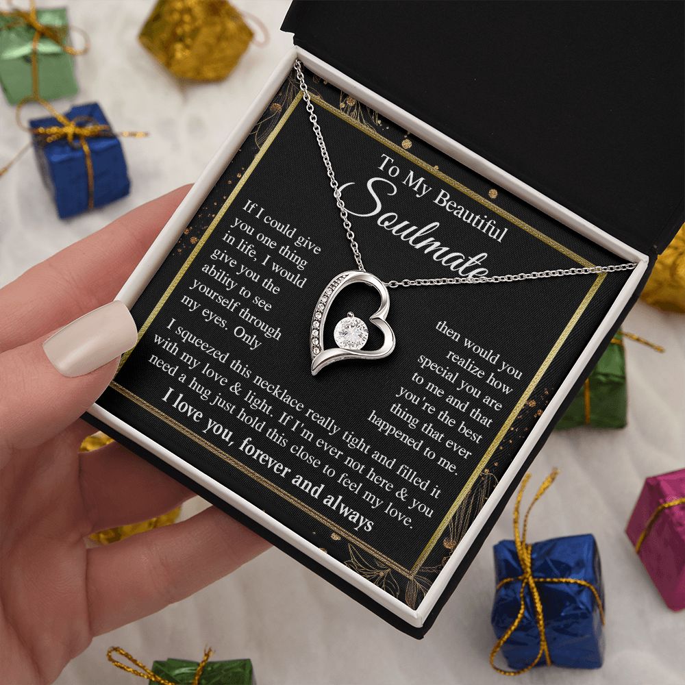 Soulmate Necklace Gift for Her, Soulmate Jewelry, Necklace for Future Wife, Valentine Jewelry for Wife Necklace Gifts from Husband - Soulmate Gift Necklace with Message Card and Gift Box Forever Love