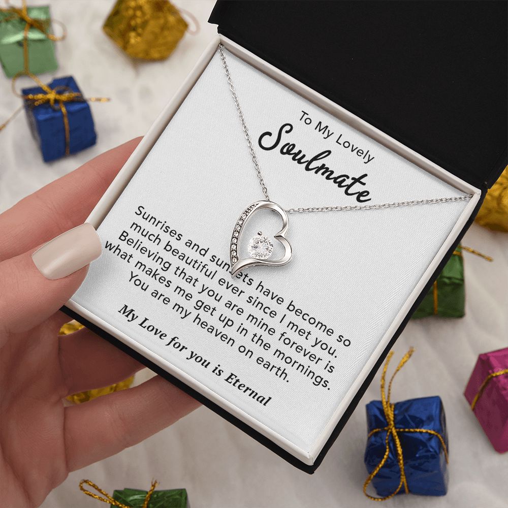 To My Lovely Soulmate Necklace Gift From Husband To My Badass Wife Pendant Anniversary Jewelry with Message Card and Gift Box. Gift for Wife. Necklace Gift Set for Wife Necklace Gifts Box Gift Box Styles Forever Love