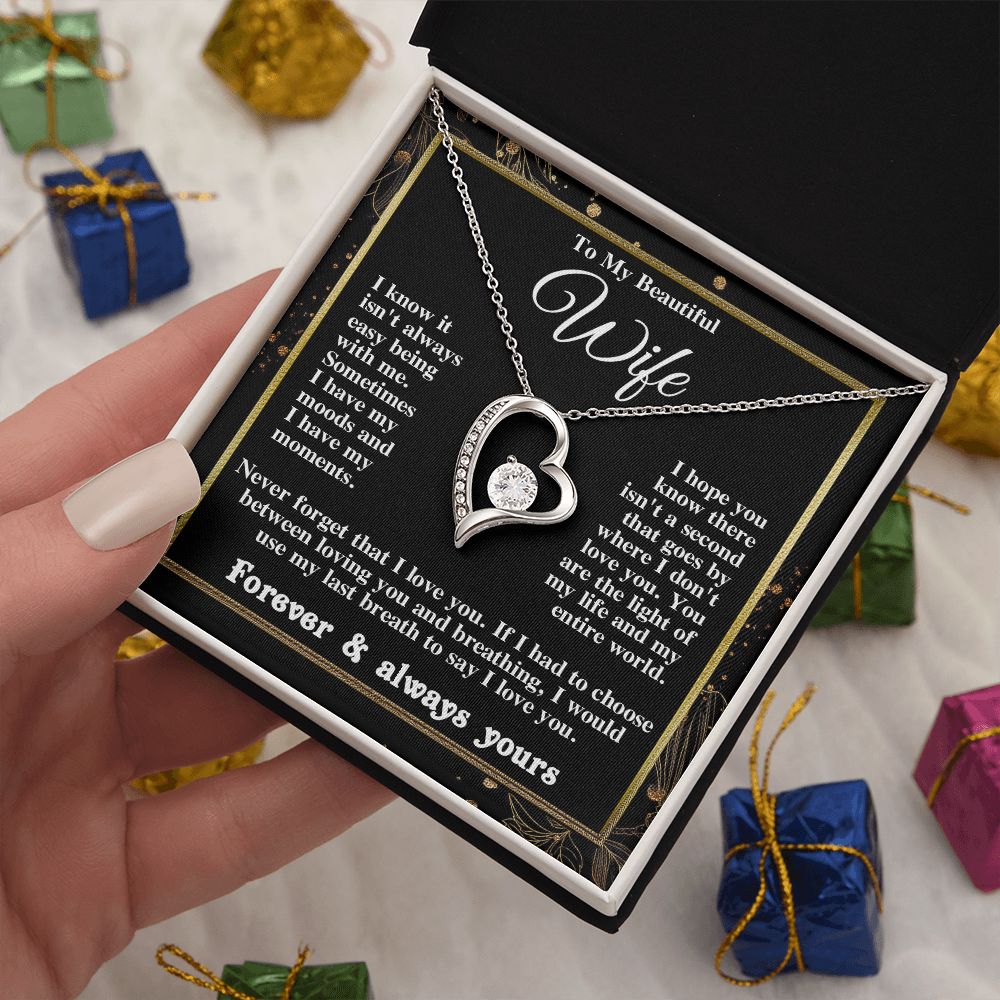 Gifts for Wife Necklace from Husband, Gifts for Wife from Husband, Birthday Gifts for Her Gifts Soulmate Message Card and Necklace Gift Box Gift Box Styles on Birthday, Wedding, Anniversary, Valentine Forever Love