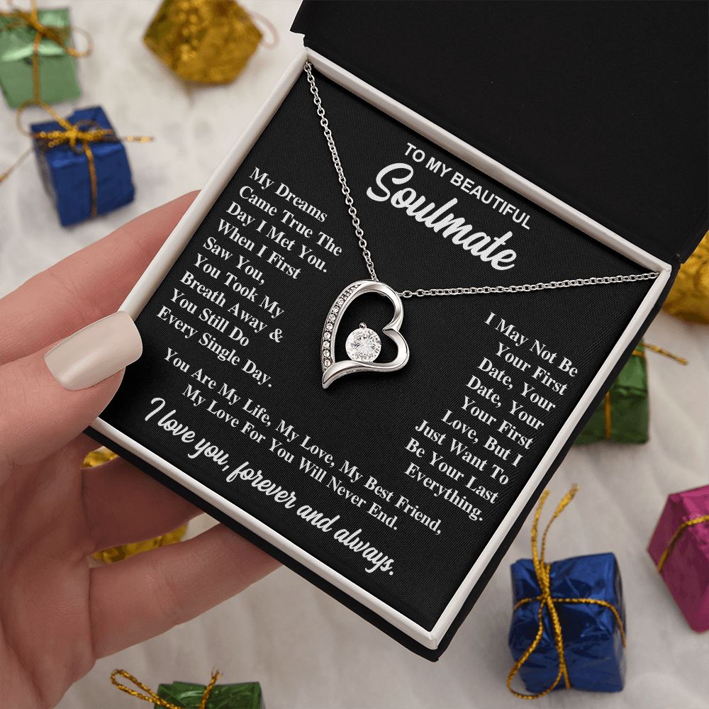 To My Soulmate Necklace Gift for Her, Soulmate Jewelry, Necklaces for Wife from Husband, Anniversary, To My Wife Necklace, Soulmate Gifts, Necklace Message Card and Gift Box Styles on Birthday, Wedding, Anniversary, Valentine Forever Love