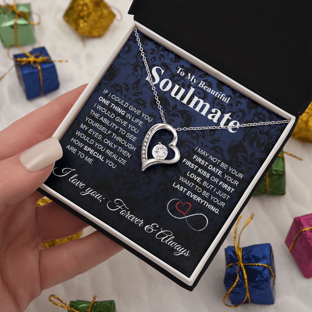 To My Beautiful Soulmate Necklace My Last Everything, Promise Necklace For Her, Fiance Gifts For Her, Wedding Gifts For Future Wife With Message Card Box LED, Soulmate Necklace For Women, To My Wife Necklace Forever Love