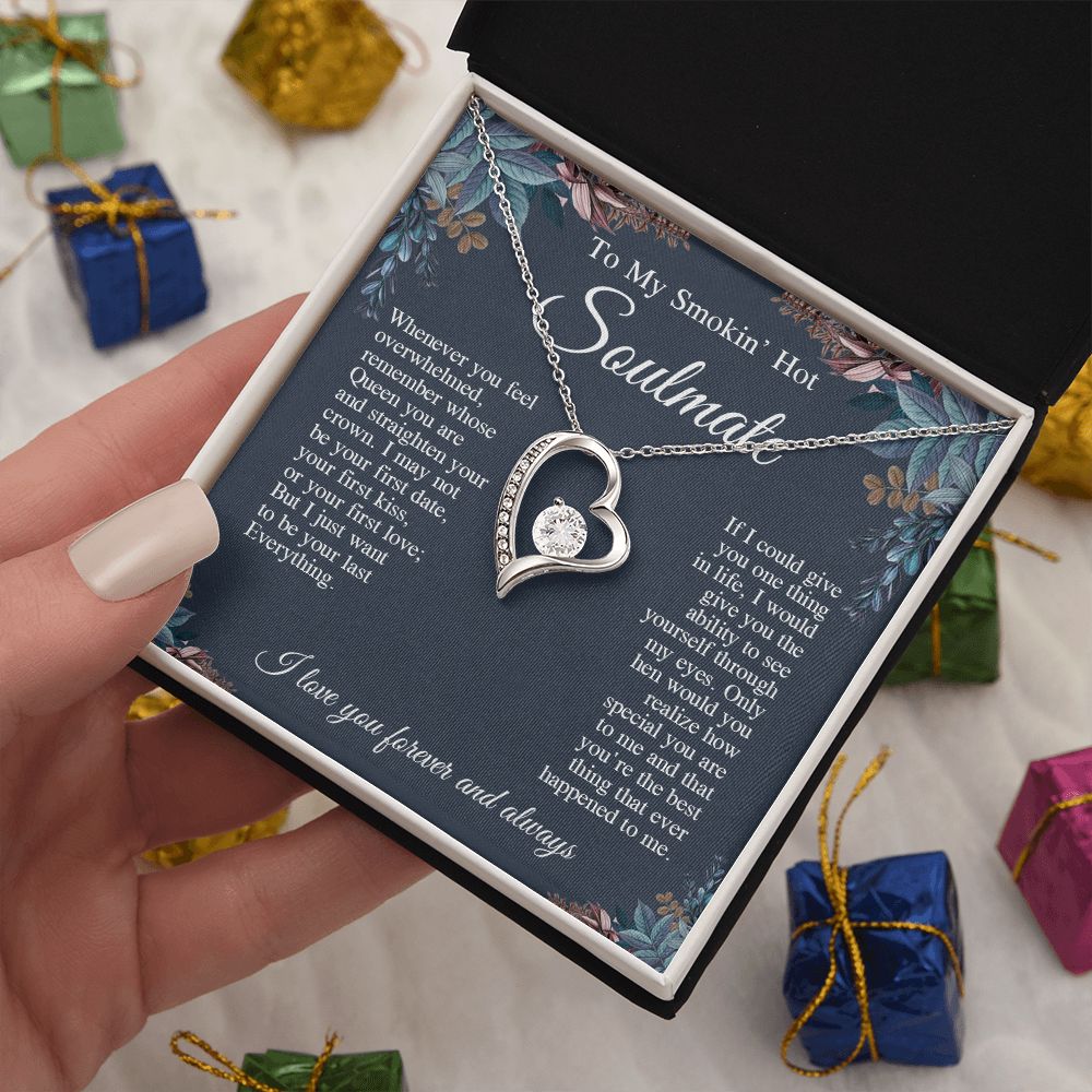To My Smokin' Hot Soulmate Necklace, Valentine Anniversary Jewelry Gifts for Women, Anniversary Gifts For Wife From Husband To My Wife Necklace Message Card and Necklace Gift Box Gift Box Styles on Birthday, Wedding, Anniversary, Valentine Forever Love