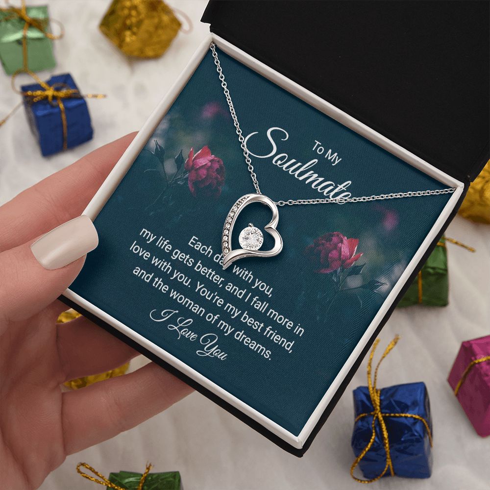 To My Soulmate Necklace for her Jewelry For Her Couples Gifts Necklaces For Soul Mate Christmas Jewelry, Dear Wife, Forever & Always, Love Knot Meaningful Necklace Message Card and Gift Box Styles on Birthday, Christmas, Anniversary Forever Love