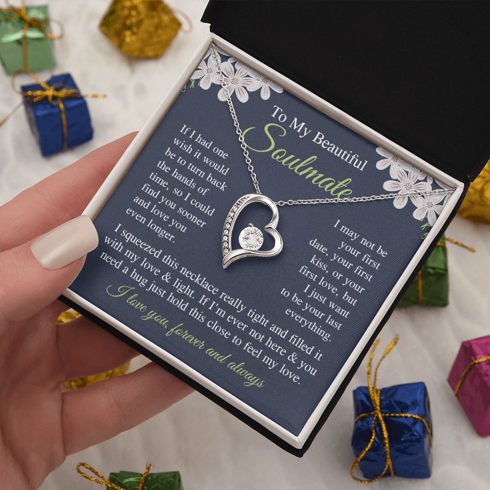 Soulmate Necklace Gift for Her, Soulmate Jewelry, Necklace for Future Soulmate, Valentine Anniversary Jewelry for Wife Necklace Gifts from Husband - Soulmate Gift Necklace with Message Card and Gift Box Forever Love