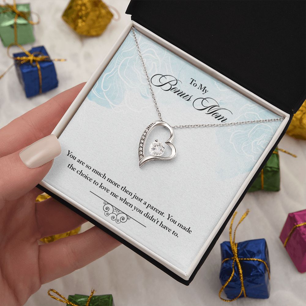 My Bonus Mom Necklace, Dear Mom, Mother's Day Necklace, Gift for Mom from Daughter, Son, Amazing Mom, Perfect Mother Mother's Day Gift, Love Knot Necklace Message Card and Gift Box Styles on Birthday, Christmas, Anniversary  Forever Love