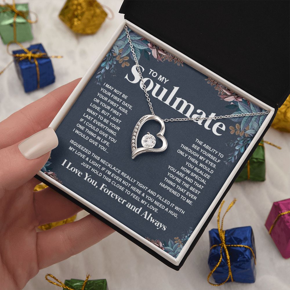 Couples Gifts Necklace To My Soulmate Necklace Anniversary Valentine Jewelry Romantic Gifts For My Wife Pendant Jewelry with Message Card and Box Necklaces for Women Valentines Day Happy Anniversary Wedding Present Forever Love