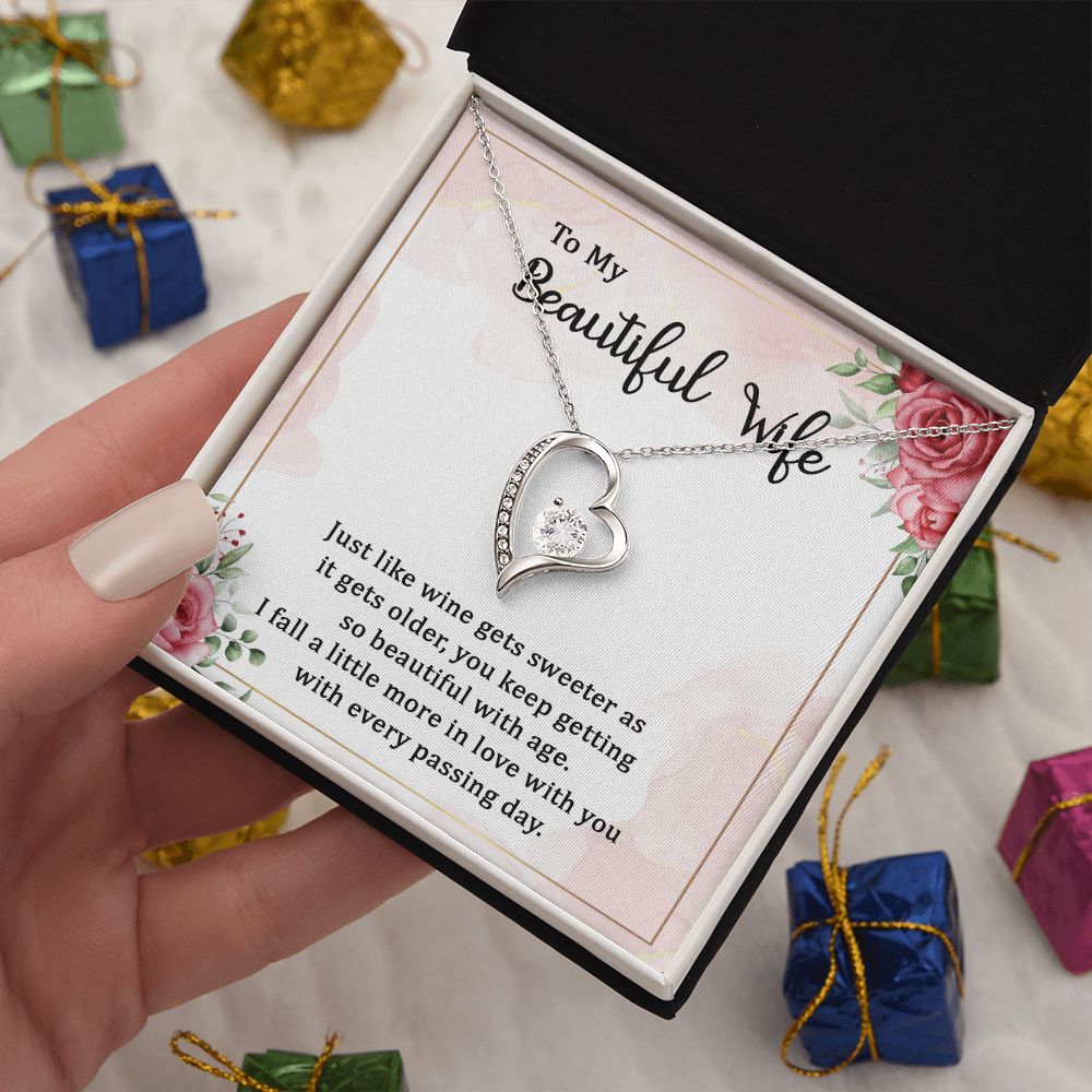 To My Wife Necklace Romantic Gifts For Her Unique Necklaces For Wife From Husband Cute Valentines Day Anniversary Birthday For Wife, Meaningful Necklace Message Card and Gift Box Styles on Birthday, Christmas, Anniversary Forever Love