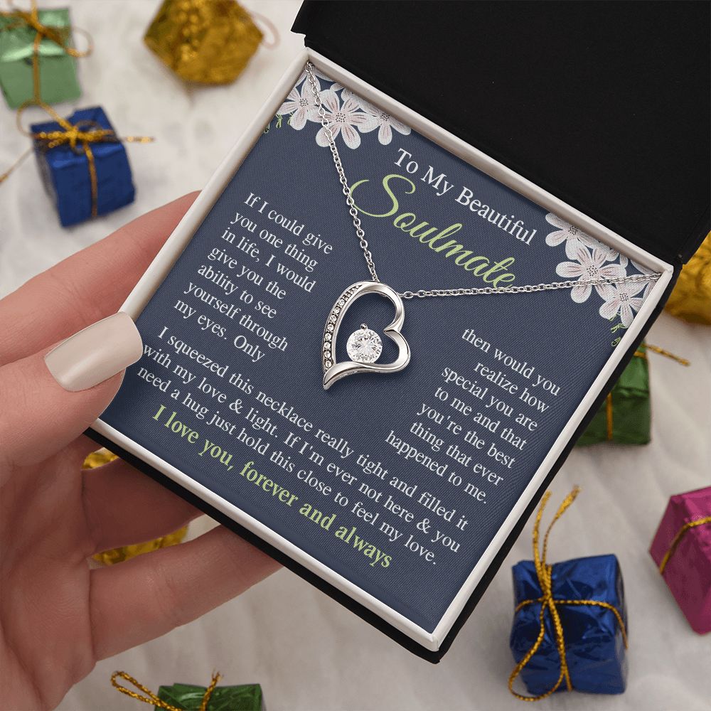 Soulmate Necklace Gift for Her, Soulmate Jewelry, Necklace for Future Wife, Wedding Anniversary Jewelry for Wife Necklace Gifts from Husband - Soulmate Gift Necklace with Message Card and Gift Box Forever Love