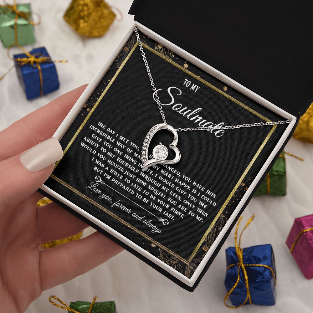 To My Soulmate Necklace, Necklaces For Wife from Husband, Soulmate Necklace to My Beautiful Wife, Necklace For Soulmate with Message Card and Necklace Gift Box Gift Box Styles on Birthday, Christmas, Wedding, Anniversary, Valentine Forever Love