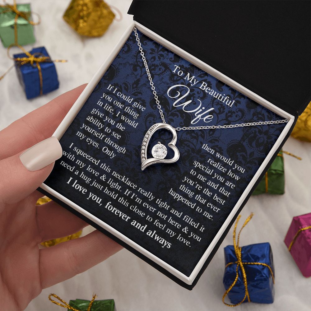 Wife Necklace Gift for Her, Soulmate Jewelry, Necklace for Future Wife, Valentine Anniversary Jewelry for Wife Necklace Gifts from Husband - Soulmate Gift Necklace with Message Card and Gift Box Forever Love
