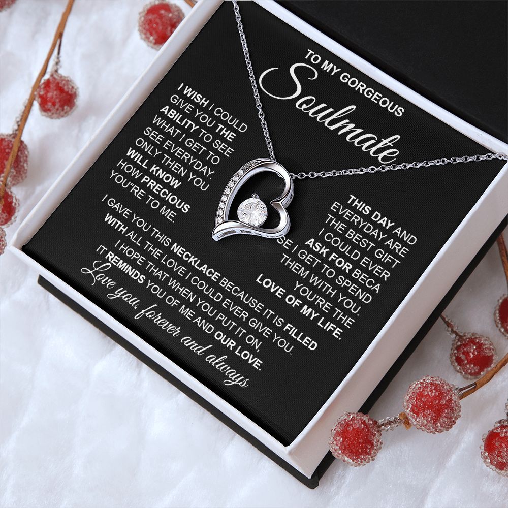 to My Soulmate Necklace from Husband, Necklaces for Wife from Husband, to My Soulmate Necklace for Women, Soulmate Jewelry for Wife Valentine Jewelry Gifts for Wife Birthday Gifts from Husband Forever Love