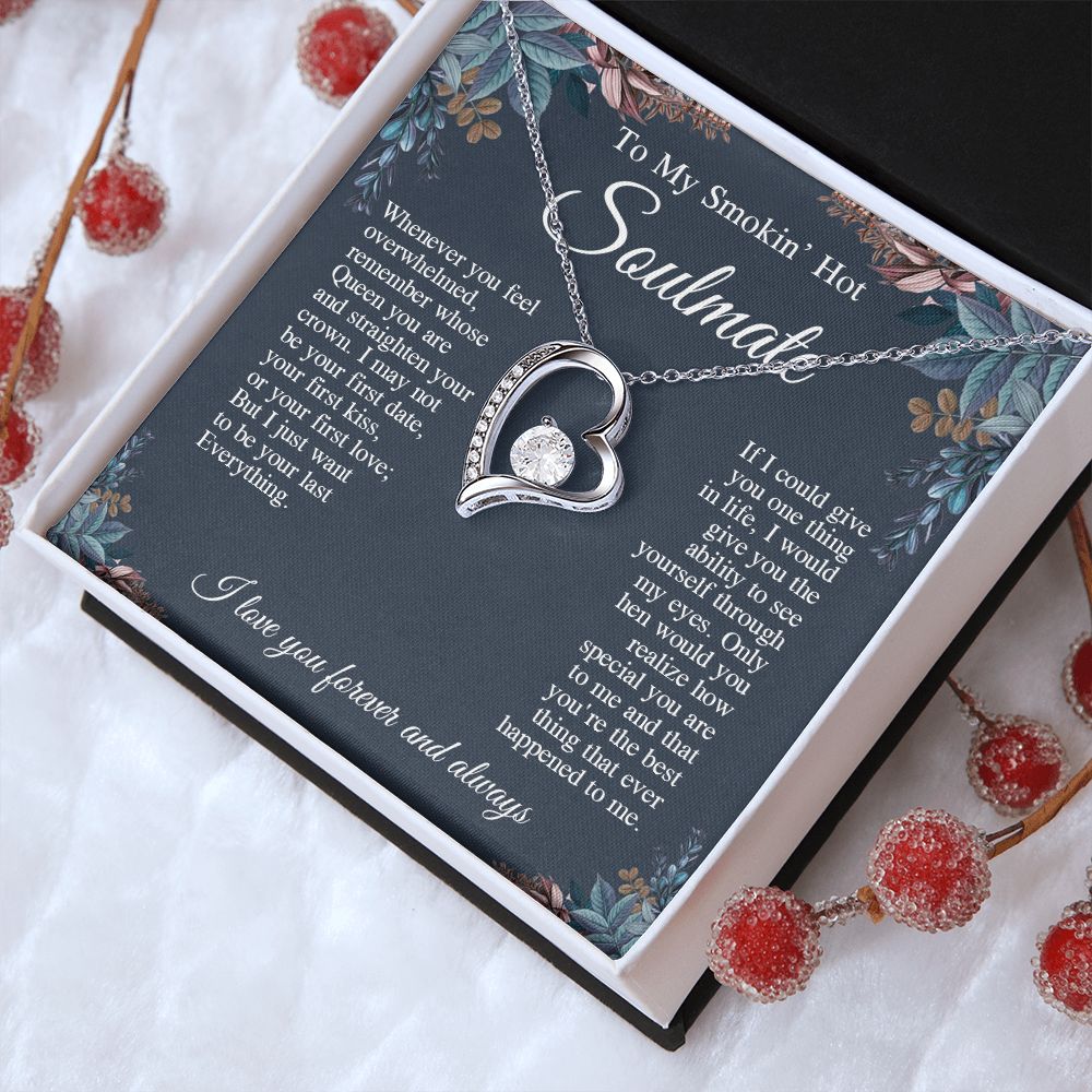 To My Smokin' Hot Soulmate Necklace, Valentine Anniversary Jewelry Gifts for Women, Anniversary Gifts For Wife From Husband To My Wife Necklace Message Card and Necklace Gift Box Gift Box Styles on Birthday, Wedding, Anniversary, Valentine Forever Love