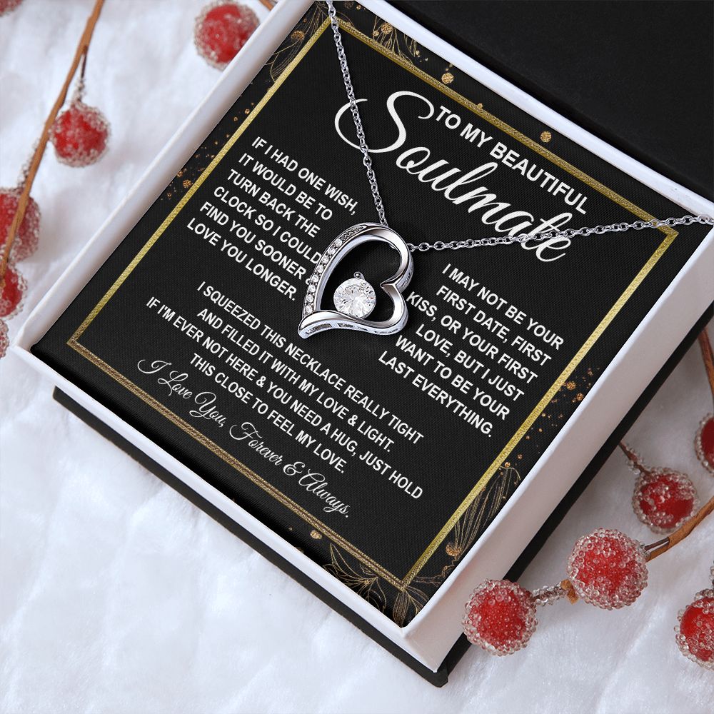 To My Beautiful Soulmate Necklace, Soulmate Jewelry For Women, Wife Necklace From Husband, Soulmate Gifts For Her, To My Future Soulmate Necklace Message Card and Necklace Gifts Box Gift Box Styles on Birthday, Wedding, Anniversary, Valentine Forever Love