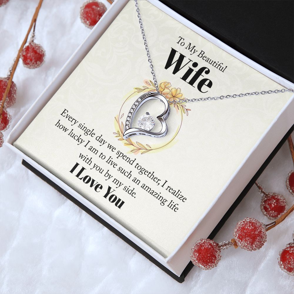 Wife Necklace Gifts From Husband, Wedding Anniversary Jewelry For Wife From Husband, Wife Birthday From Husband, Necklaces For Wife From Husband To My Wife Necklace, Necklace Message Card and Gift Box Styles on Birthday, Christmas, Anniversary  Forever Lo