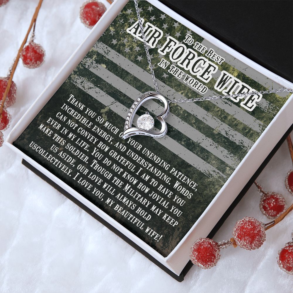 Couples Gifts, Air Force Wife Necklace Gifts From Husband, Wedding Anniversary Jewelry For Wife From Husband, Wife Birthday From Husband, To My Beautiful Wife Girlfriend Message Card and Gift Box styles On Birthday, Christmas, Anniversary  Forever Love