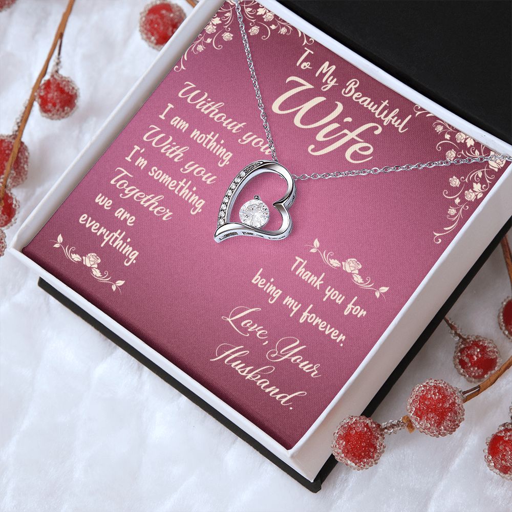 Couples Gifts,To My Wife Girlfriend Necklace Gifts From Husband, Wedding Anniversary Jewelry For Wife From Husband, Wife Birthday From Husband, To My Beautiful Wife Girlfriend Message Card and Gift Box styles On Birthday, Christmas, Anniversary  Forever L