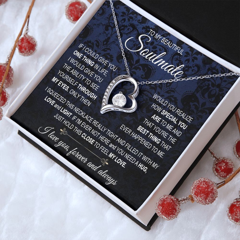 To My Soulmate Necklace for Women, Necklaces For Wife from Husband, Soulmate Necklace to My Future Wife, Necklace For Girlfriend with Message Card and Necklace Gift Box Gift Box Styles on Birthday, Christmas, Wedding, Anniversary Forever Love