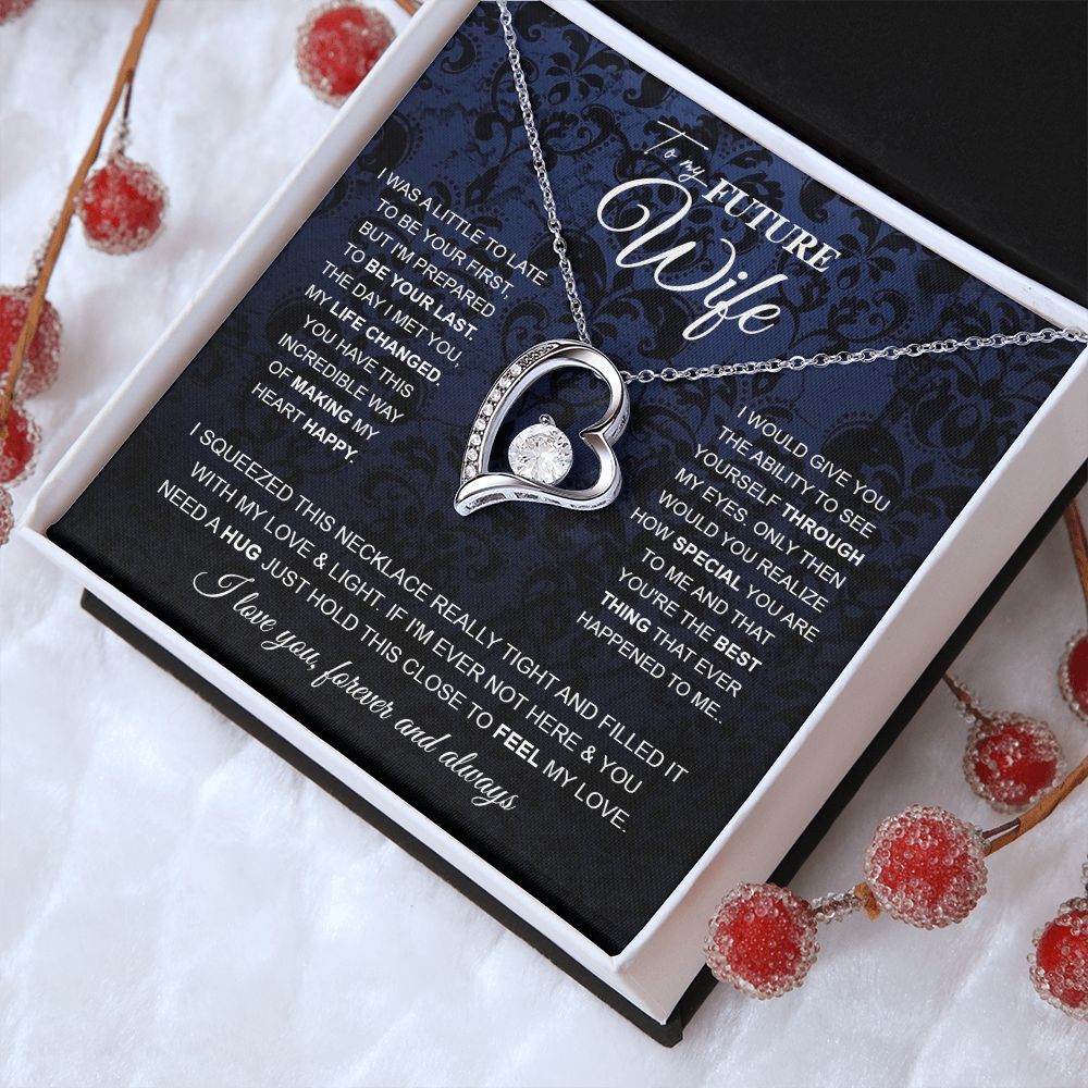 to My Future Wife Necklace Future Wife Gifts, Promise Necklace For Her, Fiance Gifts For Her, Wedding Anniversary Gifts For Future Wife With Message Card Box LED, Soulmate Necklace For Women, To My Wife Necklace Forever Love
