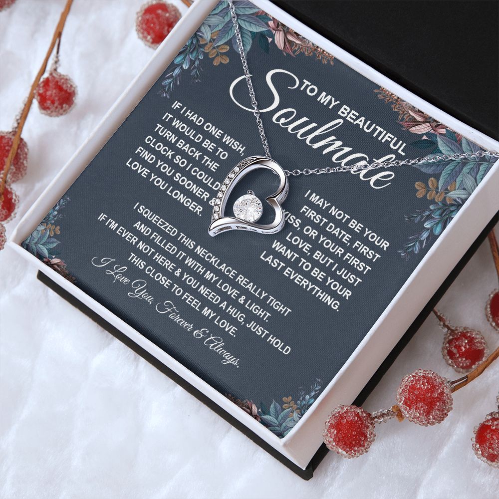 To My Beautiful Soulmate Necklace, Soulmate Jewelry For Women, Wife Necklace From Husband, Soulmate Gifts For Her, To My Future Soulmate Necklace Message Card and Necklace Gift Box Gift Box Styles on Birthday, Wedding, Anniversary, Valentine Forever Love
