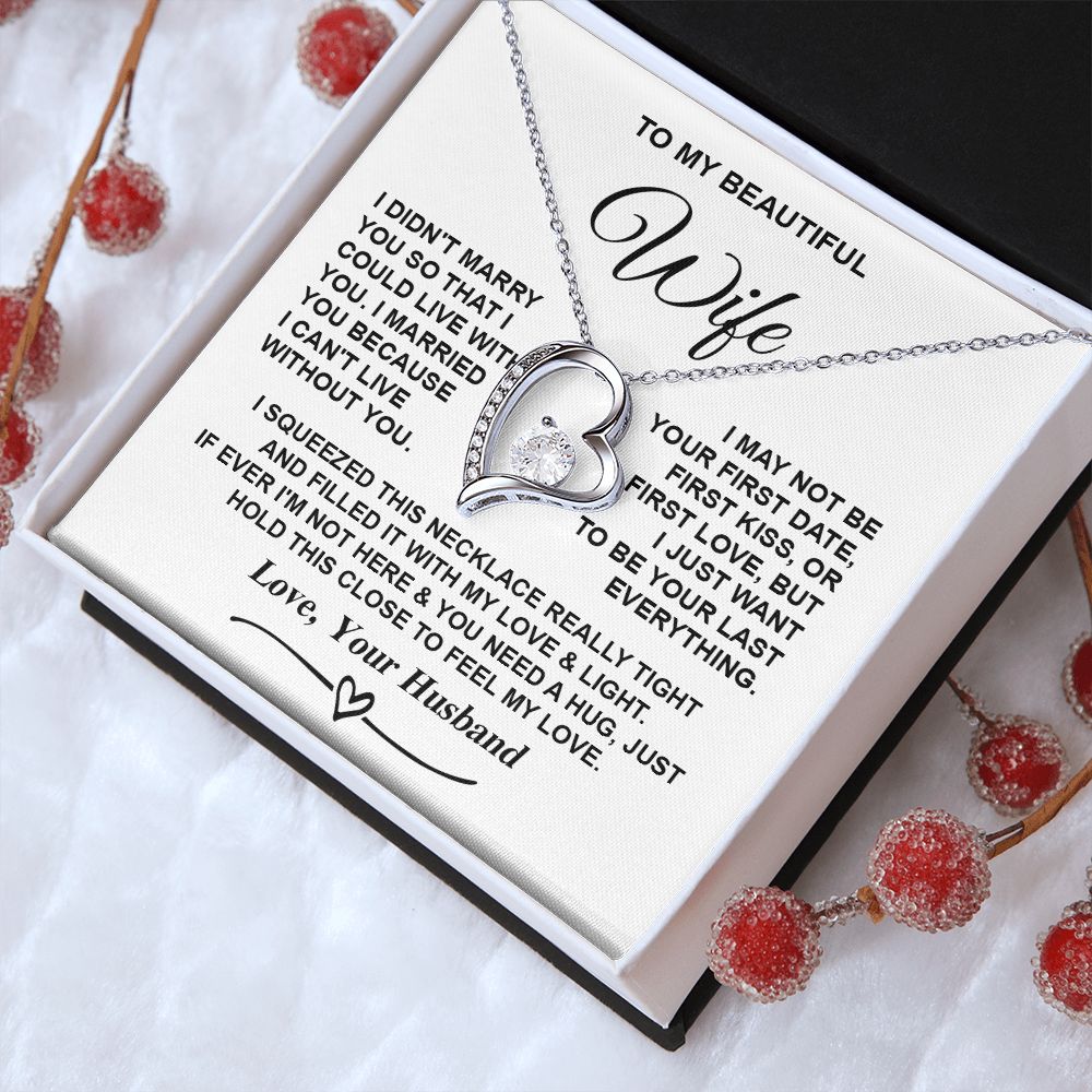 Wife Necklace Gifts from Husband, Gifts for Wife Birthday from Husband, Necklaces for Wife from Husband to My Wife Message Card and Necklace Gift Box Gift Box Styles on Birthday, Christmas, Wedding, Anniversary, Valentine Forever Love