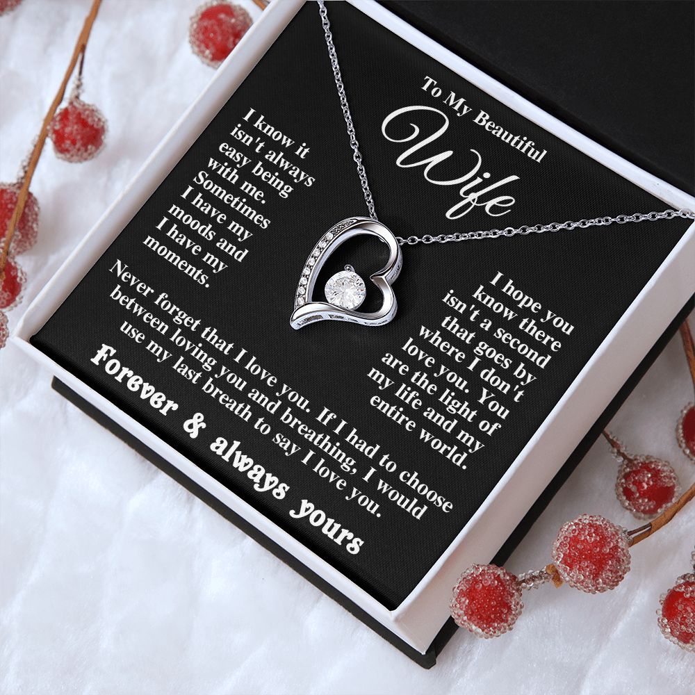 Gifts for Wife Necklace from Husband, Gifts for Wife from Husband, Anniversary Gifts for Her Gifts Soulmate Message Card and Necklace Gift Box Gift Box Styles on Birthday, Wedding, Anniversary, Valentine Forever Love