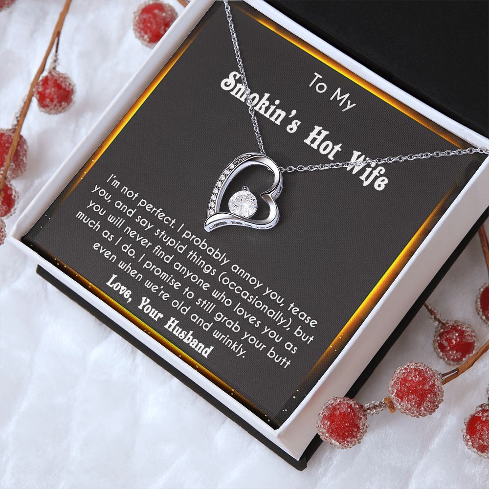 to My Smokin Hot Wife Necklace Future Wife Gifts, Promise Necklace For Her, Fiance Gifts For Her, Valentine Birthday Gifts For Future Wife With Message Card Box LED, Soulmate Necklace For Women, To My Wife Necklace Forever Love