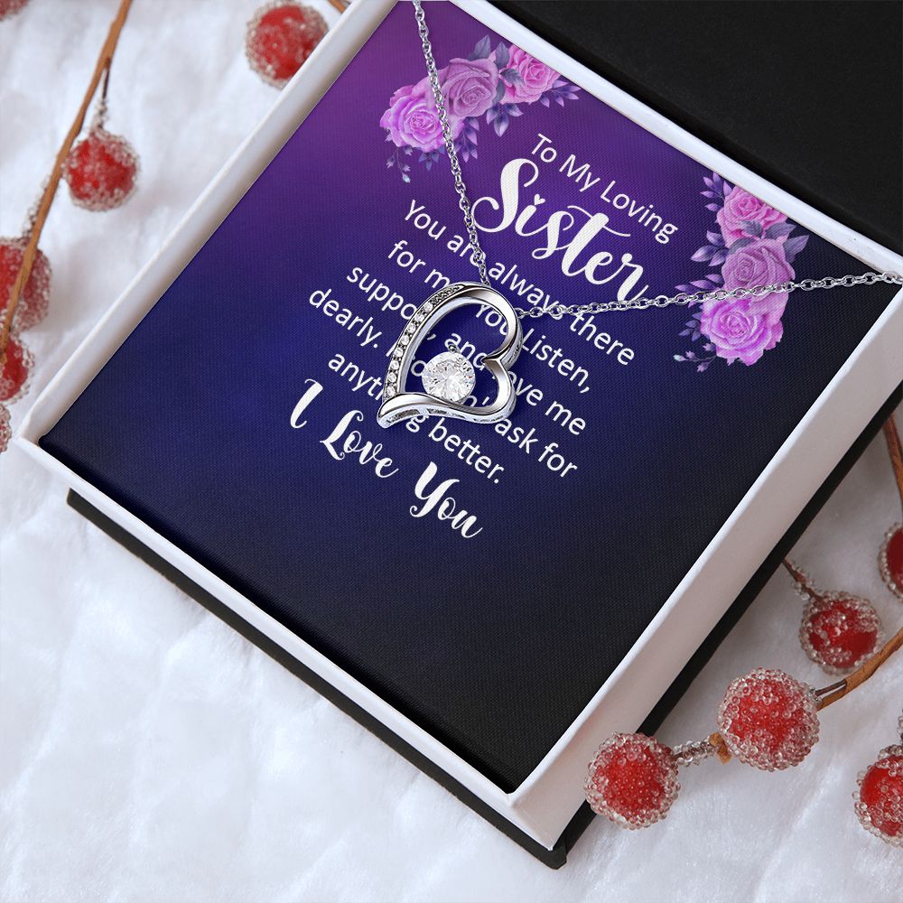 Couples Gifts, Loving Sister Necklace Gifts From Husband, Wedding Anniversary Jewelry For Wife From Husband, Wife Birthday From Husband, To My Unbiological Sister Message Card and Gift Box styles On Birthday, Christmas, Anniversary  Forever Love