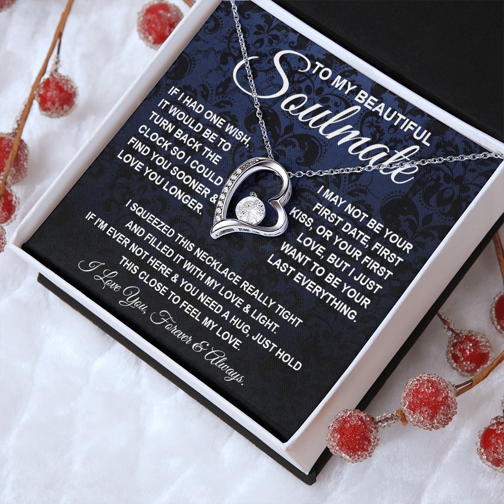 To My Beautiful Soulmate Necklace, Soulmate Jewelry For Women, Wife Necklace From Husband, Soulmate Gift For Her, To My Future Soulmate Necklace Message Card and Necklace Gift Box Gift Box Styles on Birthday, Wedding, Anniversary, Valentine Forever Love